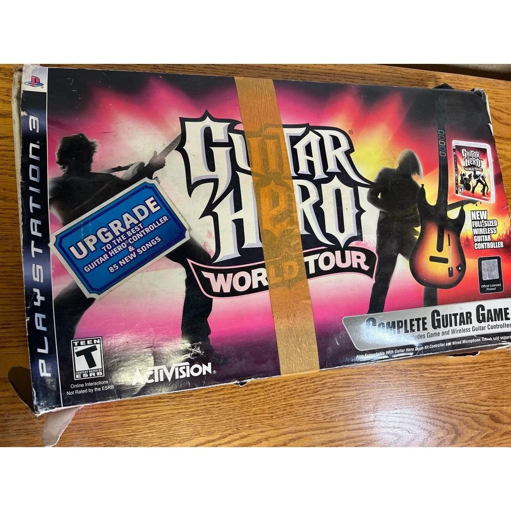 Guitar Hero World Tour PS3 Bundle Wireless Guitar Game Dongle Activision 2008